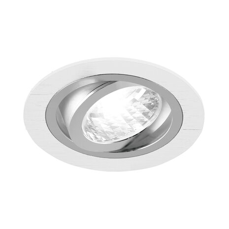 Inbouwspots - Rond Inbouw spot - Wit/Zilver - Geborsteld - Kantelbaar - &Oslash; 92 mm - Geschikt voor LED