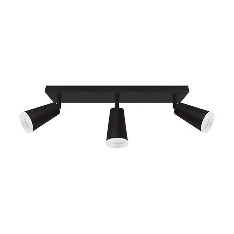 Plafondspot - GU10 Fitting - 3-lichts - Rond - Mat Zwart- Kantelbaar - Aluminium - Acrylic