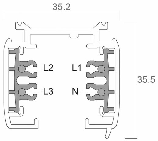 Deko-Light Track system 3-Phases 230V D Line Power Track 1m