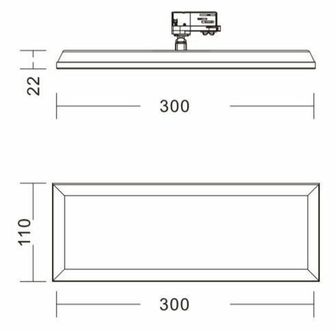 Track system 3-Phases 230V Panel Track Light 3000K Warm wit- Zwart