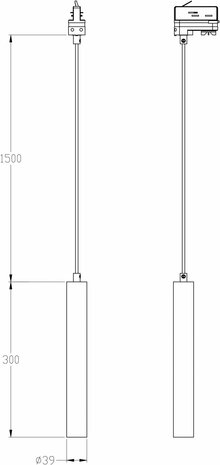 Track system 3-Phases 230V Slim, 5 W, 3000 K Warm Wit - Zwart