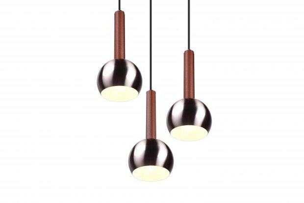 CINQUE Hanglamp Ciliana 3-lichts ronde plaat Nikkel