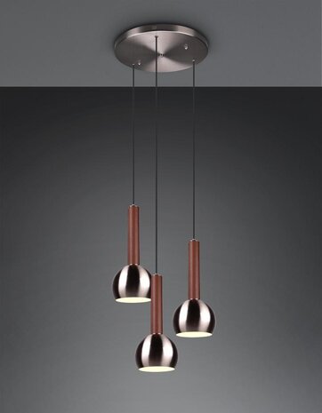 CINQUE Hanglamp Ciliana 3-lichts ronde plaat Nikkel