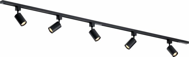 Rail verlichting set van 5 Rail Armatuur GU10 Fitting - L:2m  Zwart