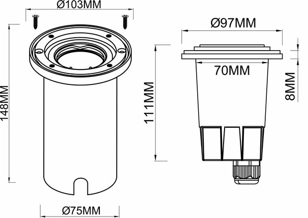 Dekolight grond spot Aton GU10 Fitting IP67