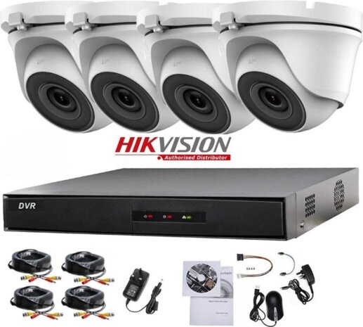 HIKVISION Turbo HD-TVI 2MP- 4CH KIT DVR - 4x Turret Camera In/Outdoor 2MP IR 20M Night Vision - Hard Disk 2TB