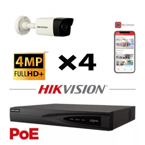 HIKVISION Camera Kit Lite Serie 4x IP Camera 5MP - NVR 8xChannel - Hard Disk 4Tb Extensible To Max 8x IP Camera