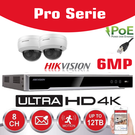 HIKVISION Kit IP Value 5 MP Camera Fixed Lens + NVR POE 8 Channels + HDD (2TB/4TB/6TB)