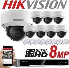 SET SURVEILLANCE CAMERA IP HIKVISION 8MP - 8CH NVR IP POE DS-7608NI-K1 / 8P - 8x Dome Camera Darkfighter DS-2CD2185FWD-I (S) 2.8mm + 6Tb