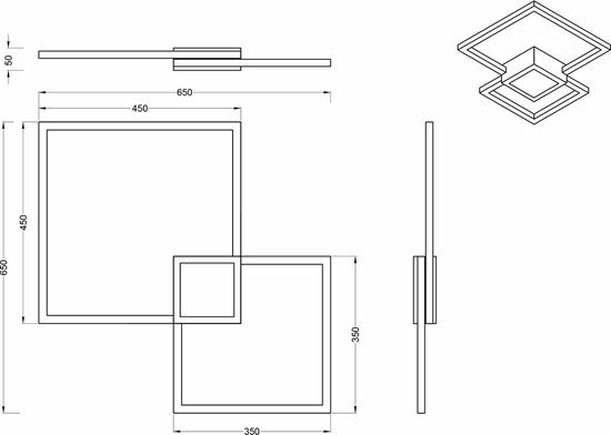 Trio leuchten - LED Plafondlamp - 28W - Natuurlijk Wit 4000K - Dimbaar - Vierkant - Wit - Aluminium