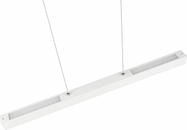 LED Railverlichting - Hanglamp - DUOLINE Up and Down - 2 Fase - 29W - Warm Wit 3000K - Dimbaar - Rechthoek - Mat Wit - Aluminium