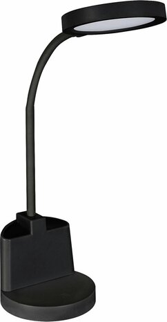 LED Bureaulamp - Tafelverlichting - 8w - 4000K Daglicht wit - 560 Lumen - Rond - 3 step touch dimmer - Aluminium - Zwart
