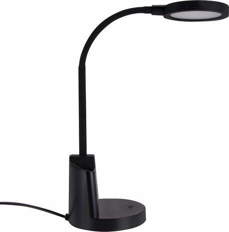 LED Bureaulamp - Tafelverlichting - 8w - 4000K Daglicht wit - 560 Lumen - Rond - 3 step touch dimmer - Aluminium - Zwart