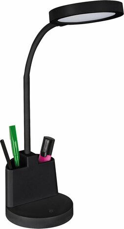 LABOR -LED Bureaulamp - Tafelverlichting - 8w - 4000K Daglicht wit - 560 Lumen - Rond - 3 step touch dimmer - Aluminium - Zwart