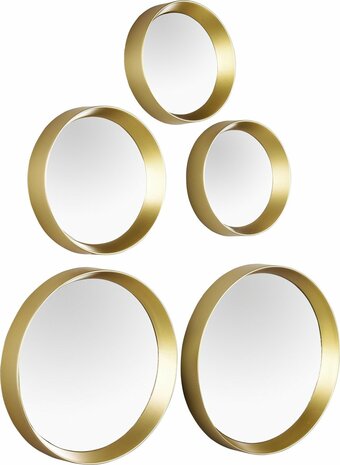 Mirrors&amp;More Vivien Spiegels Set Van 5 Rond In Frame Goud