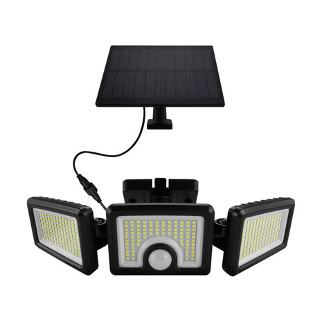 Led Solar Zonne-energie - Buiten Wandlamp- 5w 520 Lumen -Zwart - met bewegingssensor