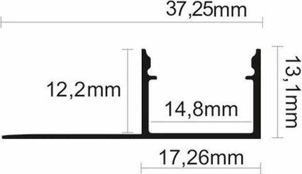 Aluminium Inbouw Zij Profiel - Inclusief Dekking Voor Profiel-Ideaal Voor Gips en Tegels- Plafonds en Wanden Hoogwaardige- Kwaliteit Aluminium -200CM (2M)