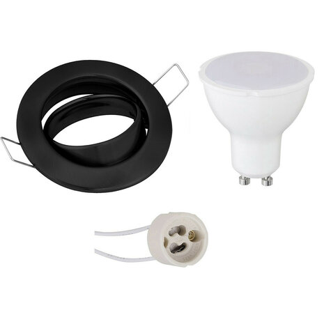 10 x LED Spot Set - GU10 Fitting - Inbouw Rond - Mat Zwart - 6W - Warm Wit 2900K - Kantelbaar &Oslash;88mm