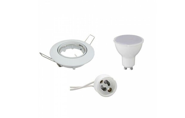 10 x LED Spot Set - GU10 Fitting - Inbouw Rond - Glans Wit - 6W - Warm Wit 3000K - Kantelbaar &Oslash;82mm