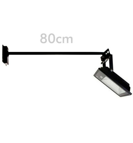 Montagesteun voor Bouwlampen - Muursteun - 80cm - Zwart - Aluminium met 30w Led bouwlamp 6000K