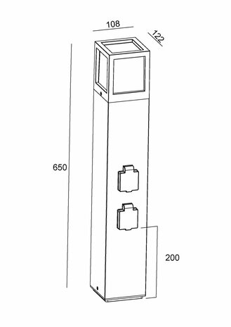 Deko-Light - Facado - Staande Lamp - Padlamp - met 2 stopcontacten - 650mm - E27 Fitting - Antraciet