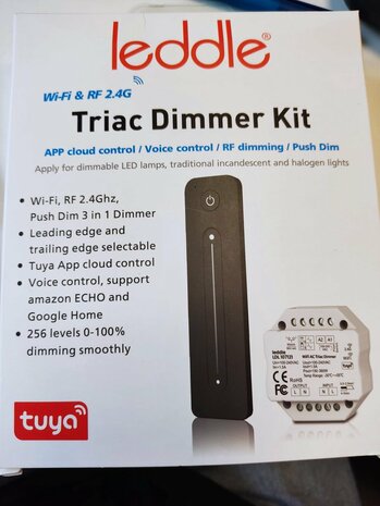 LEDDLE Triac LED dimmerkit - 100- 240V AC- 150-360 Watt Touch Dimmer Draadloos 2.4G RF Afstandsbediening Dimmer-cloud controle van de tuya-app stembediening ondersteuning voor Amazon Echo en Google Home VOOR LED EN HALOGEENLAMPEN