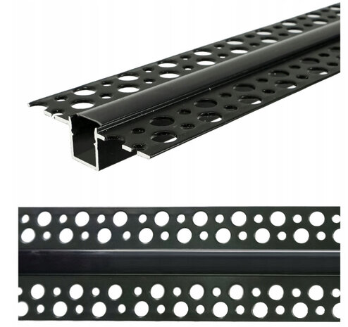 2 meter led profiel - Stucprofiel smal - Profiel voor led strips - Gybroc /vaste plafond - Aluminium - Zwart