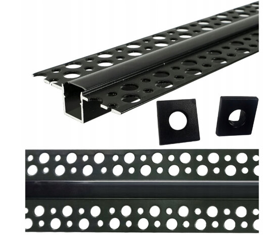 2 meter led profiel - Stucprofiel smal - Profiel voor led strips - Gybroc /vaste plafond - Aluminium - Zwart