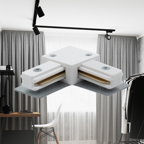 Spanningsrail Doorverbinder - Hoek L Koppeling - 1 Fase - Wit