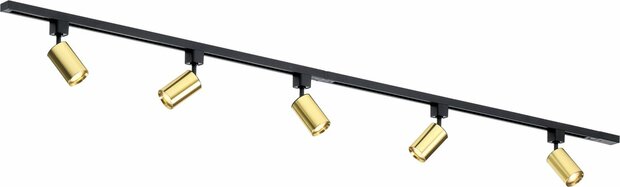 1-Fase Railverlichting - GU10 &ndash; 200cm &ndash; I-vorm - 5 spots - Railsysteem&ndash; Goud