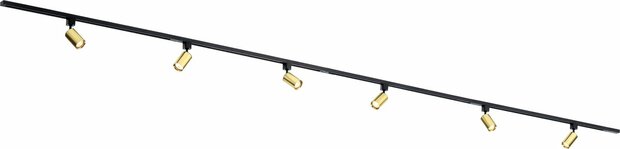 1-Fase Railverlichting - GU10 &ndash; 400cm &ndash; I-vorm - 6 spots - Railsysteem &ndash; Goud
