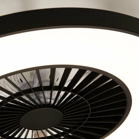 LED Plafondventilator met verlichting 50 cm - Dimbaar met afstandbediening - Zwart