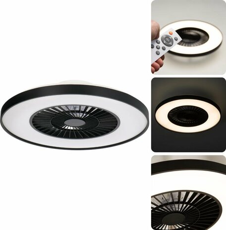 LED Plafondventilator met verlichting 50 cm - Dimbaar met afstandbediening - Zwart