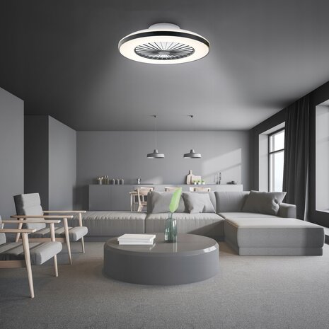 LED Plafondventilator met verlichting 50 cm - Dimbaar met afstandbediening - Zwart