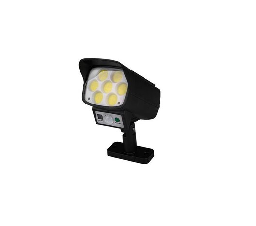 LED-lamp op zonne-energie, 12W - IP65 - Helder wit - dummycamera, bewegingssensor - Zwart