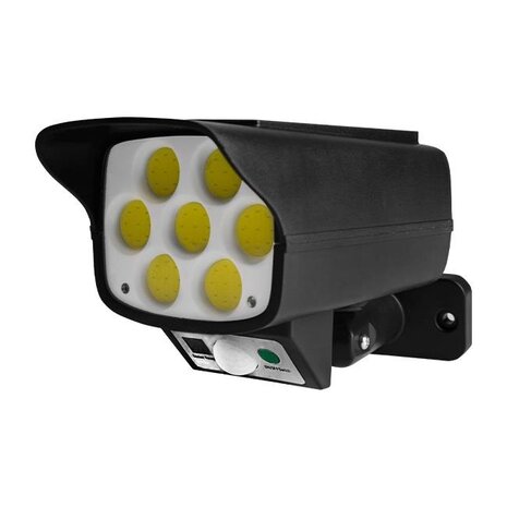 LED-lamp op zonne-energie, 12W - IP65 - Helder wit - dummycamera, bewegingssensor - Zwart