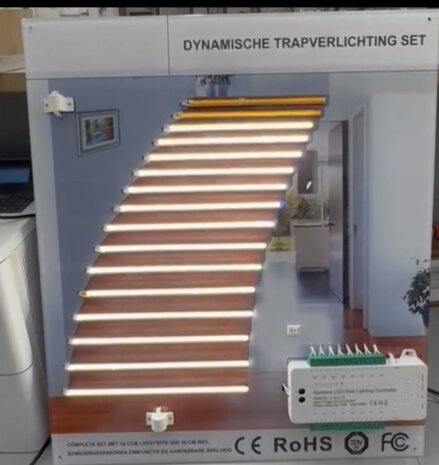 Dynamische trapverlichting - 4000K daglicht - LED Bewegingssensor - complete set met 50 cm LED strip voor maximaal 16 treden