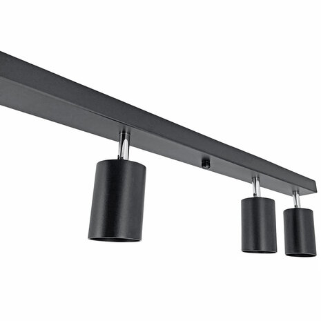 BORDO - Plafondspot mat zwart - 6 verstelbare spots - GU10 aansluiting - woonkamer, slaapkamer of keuken - 1200mm