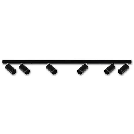 BORDO - Plafondspot mat zwart - 6 verstelbare spots - GU10 aansluiting - woonkamer, slaapkamer of keuken - 1200mm