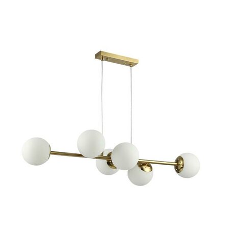 BALI - Hanglamp - Plafondlamp - E27 Fitting x 6 - Messing - Eetkamer - Keuken