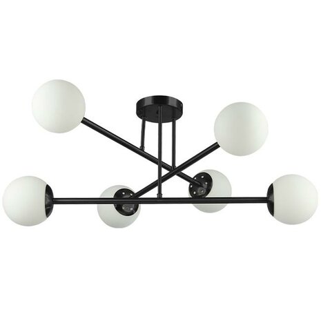 BALI - Plafondlamp - E27 Fitting x 6 - Zwart - Eetkamer - Keuken - Woonkamer - 77cm