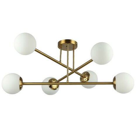BALI - Plafondlamp - E27 Fitting x 6 - Messing - Eetkamer - Keuken - Woonkamer - 77cm