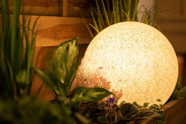 Bollamp - Decoratieve lichtbol, &Oslash;30cm - 1x E27 Fitting - Buitenverlichting - Tuin Verlichting - Moderne vloerlamp - Grijs - Marmerlook - IP65