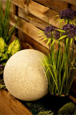 Bollamp - Decoratieve lichtbol, &Oslash;30cm - 1x E27 Fitting - Buitenverlichting - Tuin Verlichting - Moderne vloerlamp - Grijs - Marmerlook - IP65