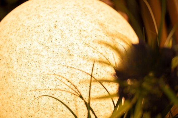 Bollamp - Decoratieve lichtbol, &Oslash;30cm - 1x E27 Fitting - Buitenverlichting - Tuin Verlichting - Moderne vloerlamp - Grijs - Marmerlook - IP65