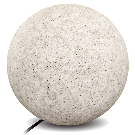 Bollamp - Decoratieve lichtbol, &Oslash;30cm - 1x E27 Fitting - Buitenverlichting - Tuin Verlichting - Moderne vloerlamp - Grijs - Marmerlook - IP65