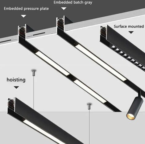 Magnetische Railverlichting - Led Hanglamp Spot | Zwart - 20W - 3000K - 1630lm - 48V