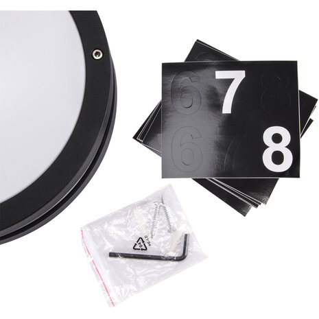 SOLINA - LED Plafondlamp / Wandlamp - Buitenlamp - met nummer - &Oslash;26 cm - 7.5W - Daglicht wit - 4100K - Zwart - Opbouw - Rond - IP54