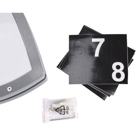 SOLINA - LED Plafondlamp / Wandlamp - Buitenlamp - met nummer - &Oslash;26 cm - 7.5W - Daglicht wit - 4100K - Grijs - Opbouw - Rechthoek - IP54