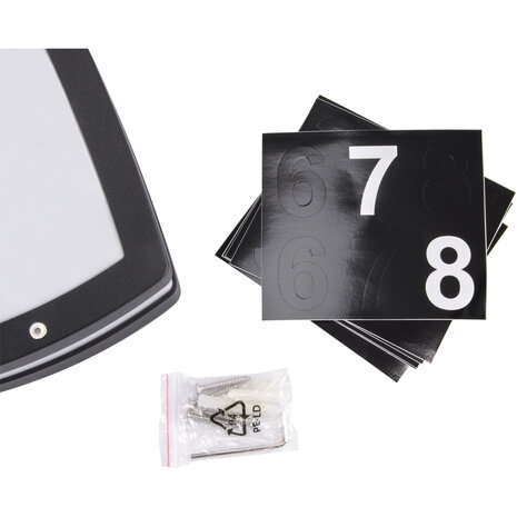 SOLINA - LED Plafondlamp / Wandlamp - Buitenlamp - met nummer - &Oslash;26 cm - 7.5W - Daglicht wit - 4100K - Zwart - Opbouw - Rechthoek - IP54